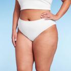 Women's Ribbed Scoop Front High Leg Cheeky Bikini Bottom - Wild Fable White