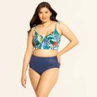 Women's Slimming Control Tie Shoulder Bikini Top - Beach Betty By Miracle Brands Yellow Tropical
