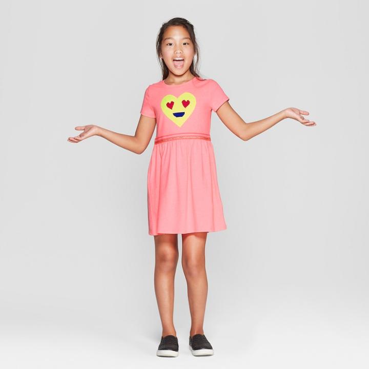 Girls' Flip Sequin Emoji Valentine's Day Dress - Cat & Jack Pink