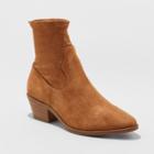 Women's Loraine Microsuede Wide Width Western Sock Booties - Universal Thread Cognac (red) 6.5w,