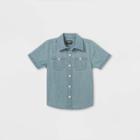 Oshkosh B'gosh Toddler Boys' Chambray Woven Short Sleeve Button-down Shirt - Blue