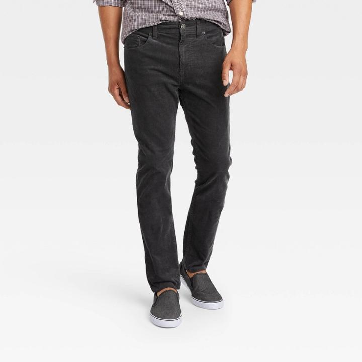 Men's Slim Straight Corduroy 5-pocket Pants - Goodfellow & Co Charcoal Gray