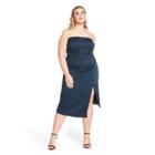 Women's Plus Size Strapless Side-slit Dress - Cushnie For Target Navy Blue