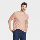 Men's Pinstripe Standard Fit Short Sleeve V-neck T-shirt - Goodfellow & Co Apricot Orange/pinstripe