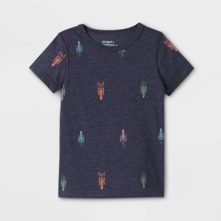 Toddler Boys' Adaptive Rockets Short Sleeve Graphic T-shirt - Cat & Jack Navy