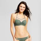 Women's Summer Lightly Lined Crochet High Neck Bikini Top - Shade & Shore Olive