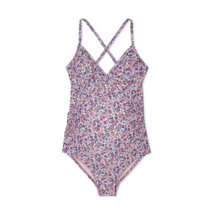 Maternity Floral Print Flounce Neck One Piece Swimsuit - Isabel Maternity By Ingrid & Isabel