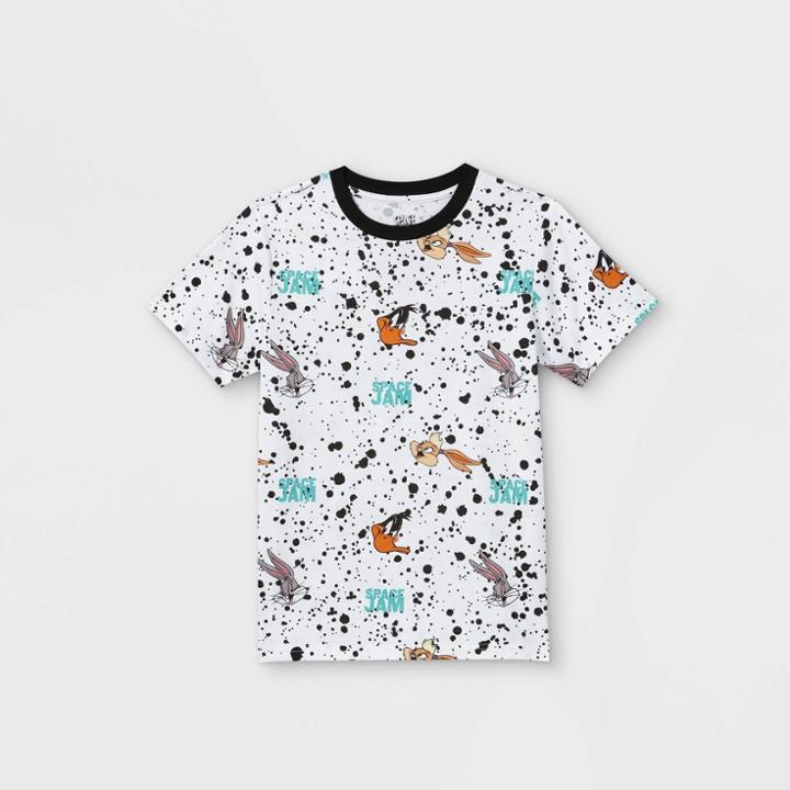 Warner Bros. Boys' Paint Spatter Short Sleeve T-shirt - White