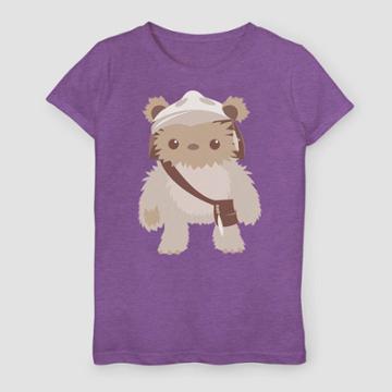 Girls' Star Wars A New Hope Cute Ewok T-shirt - Purple
