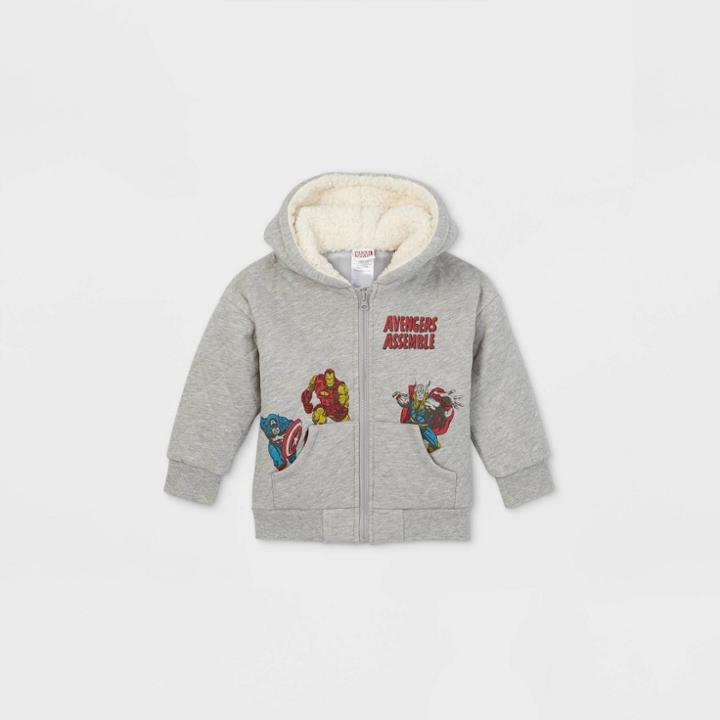 Toddler Boys' Marvel Avengers Quilted Fleece Pullover - Gray