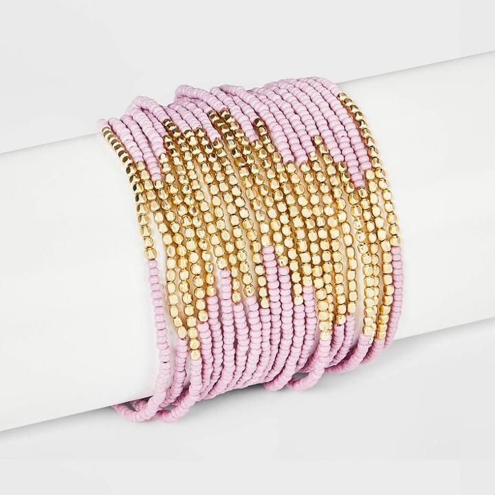 Seed Bead Multi-strand Bracelet 21pc - Universal Thread Pink