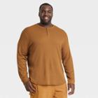 Men's Big & Tall Waffle-knit Henley Long Sleeve T-shirt - All In Motion Dark Butterscotch