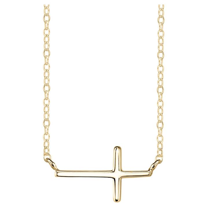 Target Women's Sterling Silver Sideways Cross Station Necklace - Gold