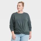 Women's Plus Size Twist-front Sweatshirt - Knox Rose Green