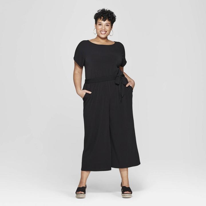 Women's Plus Size Knit Jumpsuit - Ava & Viv Black