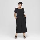 Women's Plus Size Knit Jumpsuit - Ava & Viv Black