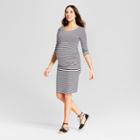 Maternity Striped 3/4 Sleeve Shirred T-shirt Dress- Isabel Maternity By Ingrid & Isabel Blue