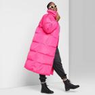 Women's Plus Size Long Sleeve Zip-up Puffer Jacket - Wild Fable Pink