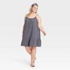 Women's Plus Size Sleeveless Tiered Gauze Dress - Universal Thread Gray