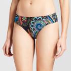Clean Water Women's Paisley Tab Side Hipster Bikini Swim Bottoms - Blue Paisley