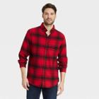 Men's Standard Fit Plaid Lightweight Flannel Long Sleeve Button-down Shirt - Goodfellow & Co Red/black