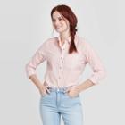 Women's Striped Long Sleeve Button-down Relaxed Fit Shirt - Universal Thread Pink
