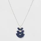 Linear Graduated Size Fan Tassel Pendant Necklace - Universal Thread Blue