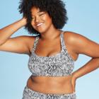 Women's Plus Size Bikini Swim Top - Xhilaration Snake Print 16w, Women's, White Black