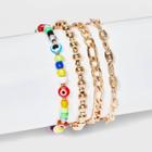 Evil Eye And Mixed Beaded Bracelet Set 4pc - Wild Fable Gold