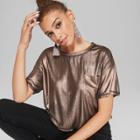 Women's Short Sleeve Shine Boxy T-shirt - Wild Fable Bronze