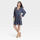 Women's Long Sleeve Button-front Dress - Knox Rose Navy