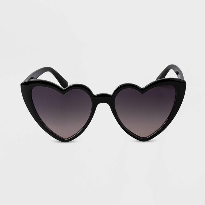 Women's Heart Sunglasses - A New Day Black