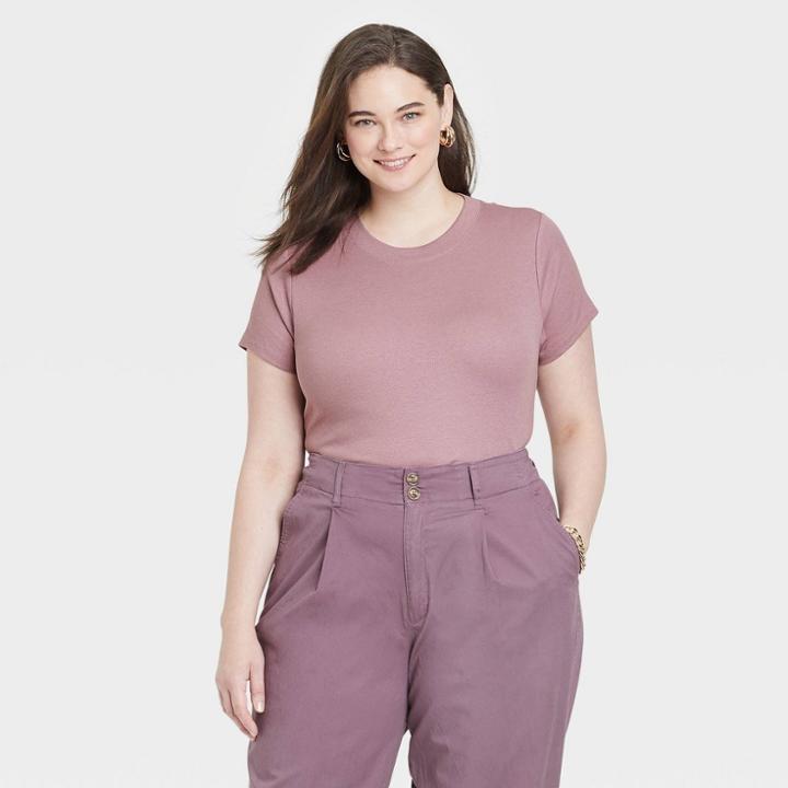 Women's Plus Size Ribbed Bodysuit - A New Day Brown