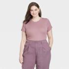 Women's Plus Size Ribbed Bodysuit - A New Day Brown