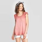 Women's Flutter Short Sleeve Scoop Neck T-shirt - Universal Thread Pink