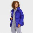 Women's Medium Length Matte Puffer Jacket - A New Day Blue
