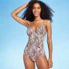 Women's Tie Back One Piece Swimsuit - Shade & Shore Snake Print