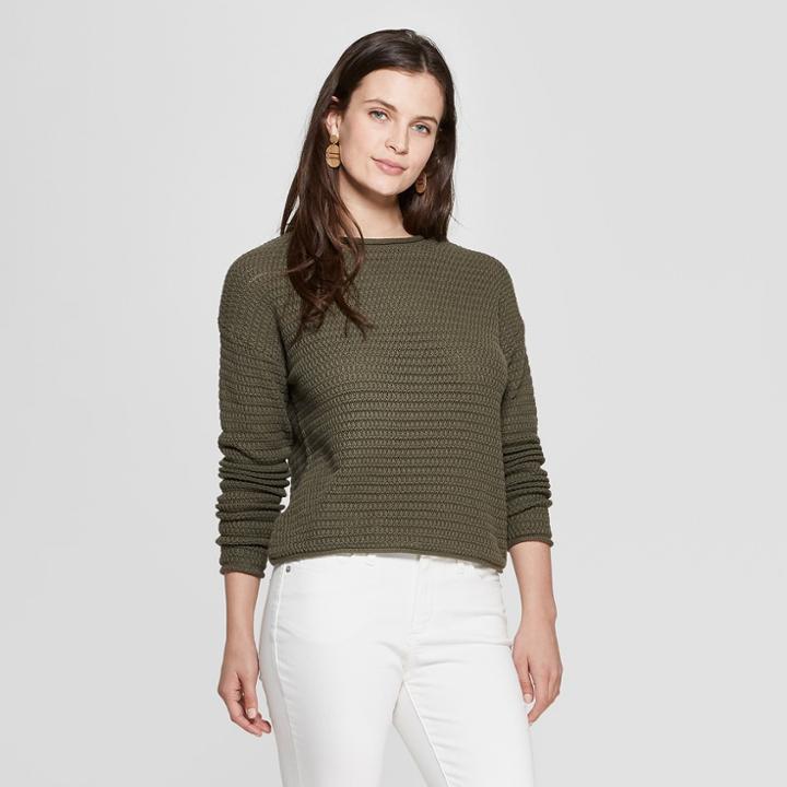 Women's Open Stitch Pullover Sweater - Universal Thread Olive (green)