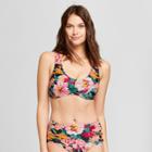 Tori Praver Seafoam Women's Floral Bralette Bikini Top - Vintage Black D/dd Cup