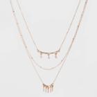 Three Rows And Bar Layered Necklace - A New Day Rose Gold, Women's,