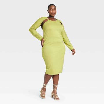 Black History Month Target X Sammy B Women's Plus Size Long Sleeve Cut Out Bodycon Dress - Green