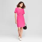 Women's Short Sleeve Twist Front Crepe Dress - A New Day Pink
