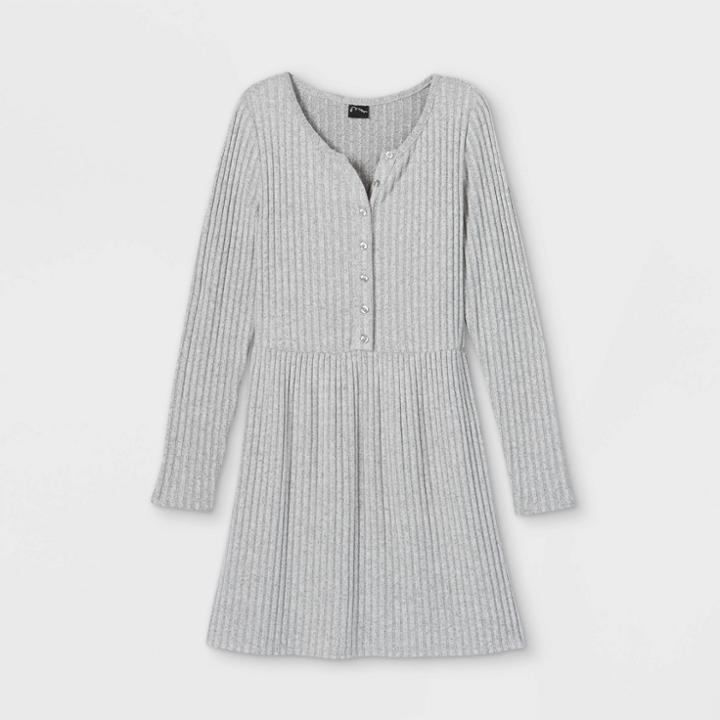 Girls' Cozy Henley Dress - Art Class Gray