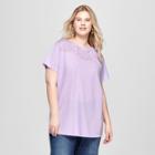 Women's Plus Size Short Sleeve Burnout T-shirt - Ava & Viv Lavender (purple) X
