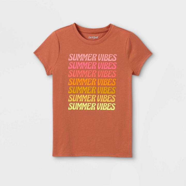 Girls' Summer Vibes Graphic Short Sleeve T-shirt - Cat & Jack Wave Red