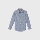 Oversizeboys' Long Sleeve Button-down Poplin Printed Shirt - Cat & Jack Blue