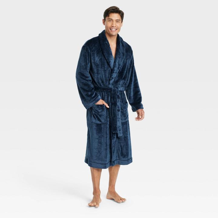 Men's Plush Robe - Goodfellow & Co Dark Blue