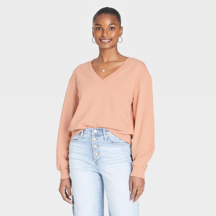 Women's French Terry Sweatshirt - Universal Thread Melon Orange