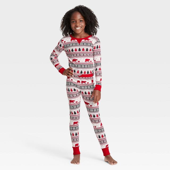 Kids' Holiday Fair Isle Print Matching Family Pajama Set - Wondershop White
