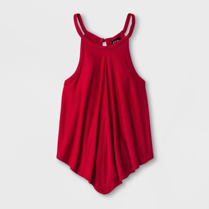 Girls' Sleeveless Rib Handkerchief Tank Top - Art Class Red